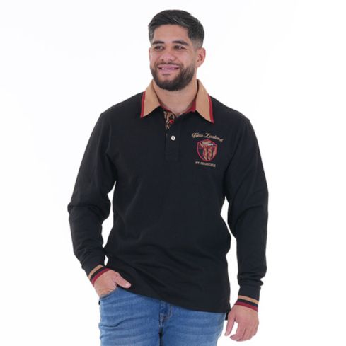 Polo de rugby de manga larga Jonah LOMU negro - Ruckfield