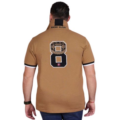 Polo de rugby Maori de manga corta Beige Oscuro – Ruckfield