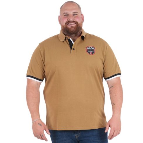 Polo de rugby Maori de manga corta Beige Oscuro – Ruckfield