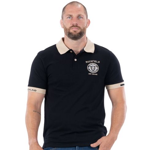 Polo Rugby Manches Courtes Maori Noir - Ruckfield