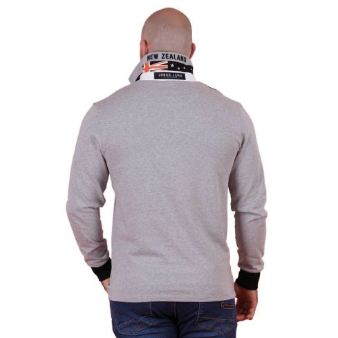 Polo Rugby Manga Larga Jonah Lomu Gris Claro - Ruckfield