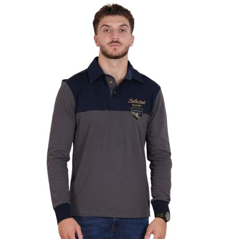 Polo Manga Larga Rugby Selected Azul Marino - Ruckfield