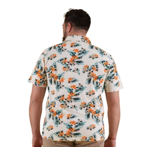 Polo Rugby de Manga Corta Palm Beach Blanco Roto con Estampado - Ruckfield