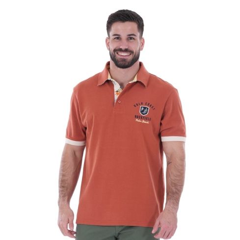 Polo de Rugby de Manga Corta Palm Beach terracota - Ruckfield