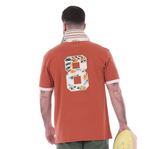 Polo de Rugby de Manga Corta Palm Beach terracota - Ruckfield
