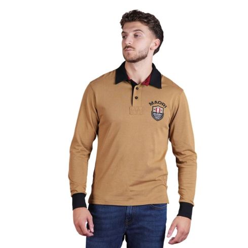 Polo Rugby manga larga Maori Beige oscuro - Ruckfield