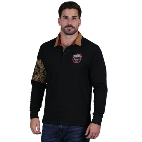 Polo Rugby manga larga Maori Negro - Ruckfield