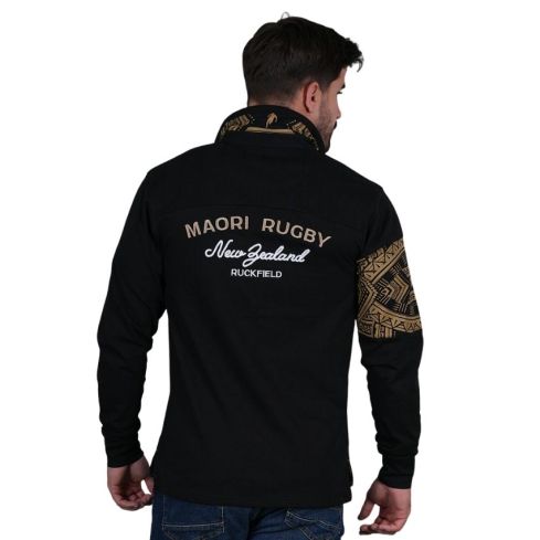 Polo Rugby manga larga Maori Negro - Ruckfield