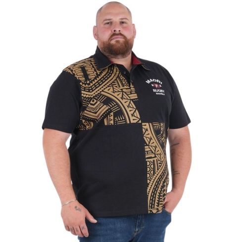 Polo de Rugby Maori de Manga Corta Ruckfield Negro