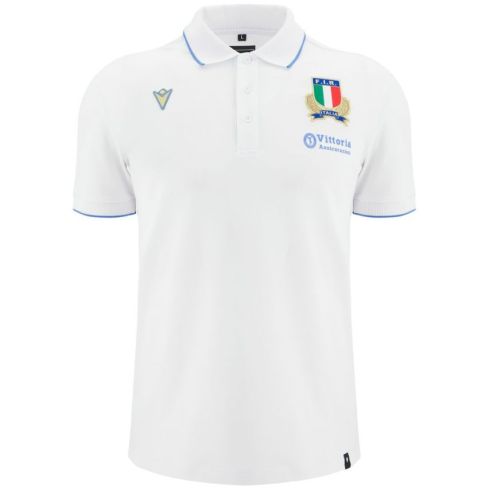 Polo de Viaje Rugby Italia 2025/2026 Blanco - Macron
