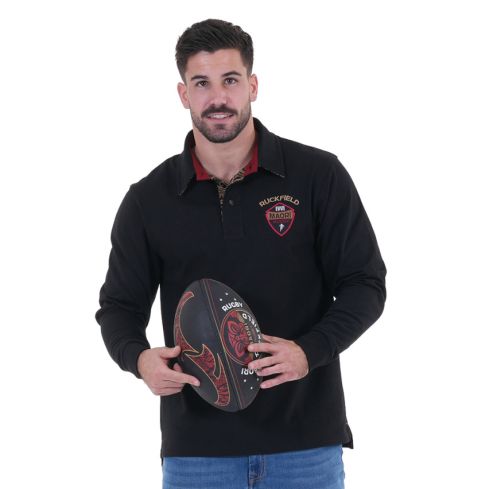Polo de manga larga Maori Rugby negro - Ruckfield