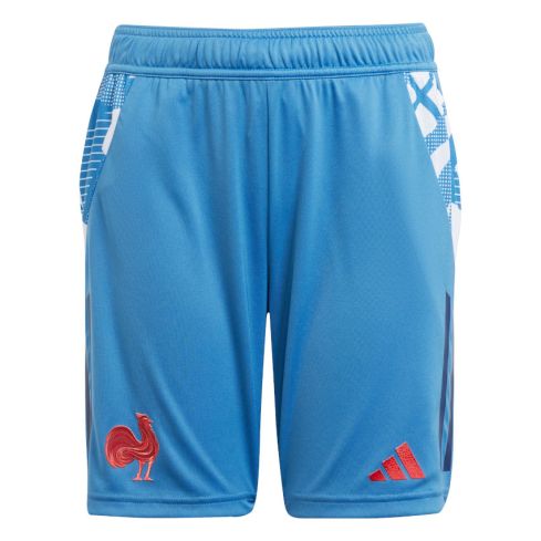 Short de Rugby Niño Francia Entrenamiento Azul Cielo 2024/2025 - Adidas