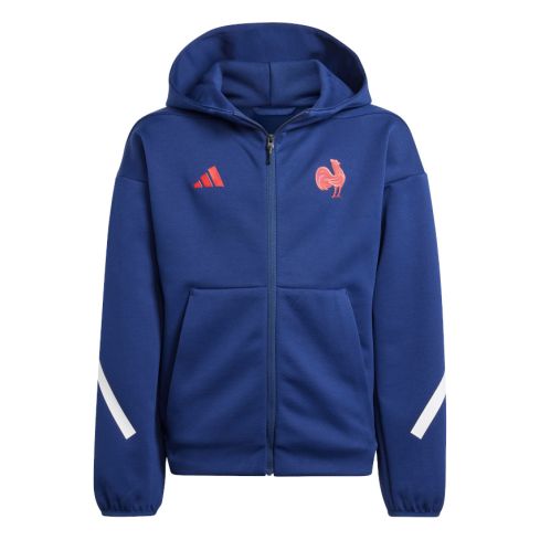 Sudadera con capucha y cremallera Z.N.E Rugby Francia Infantil 2024/2025 - Adidas