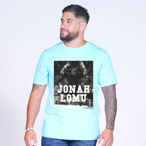 Camiseta Rugby Serigrafiada Jonah Lomu Azul Cielo - Ruckfield