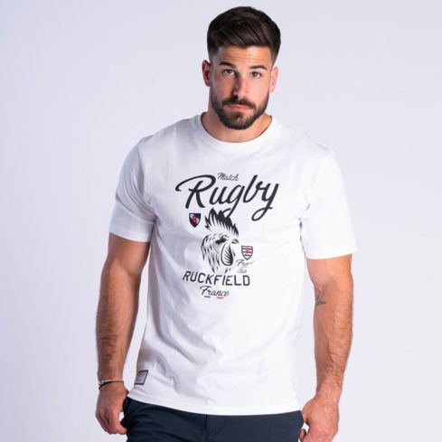 Camiseta Rugby de Manga Corta French Rugby Club Blanco â Ruckfield