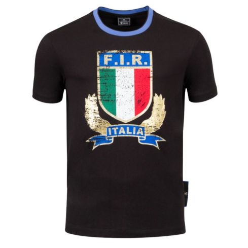 Camiseta de Aficionado de Rugby Italia 2025/2026 Negra - Macron